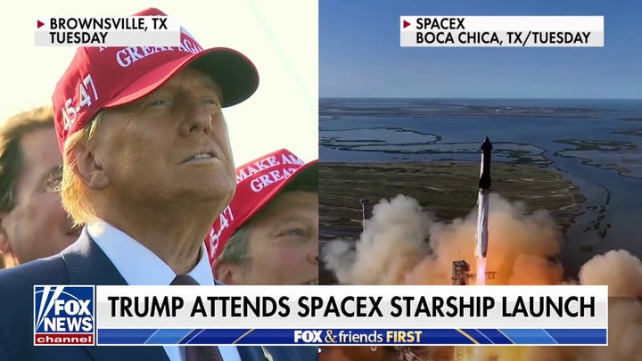 Trump attends SpaceX Starship launch with Elon Musk as he vows to reach Mars by end of term